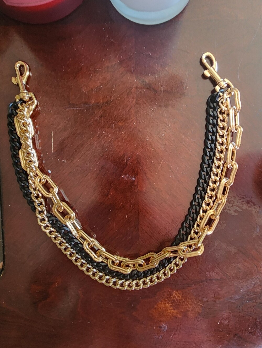Layered Gold and Black Chain Bag Charm